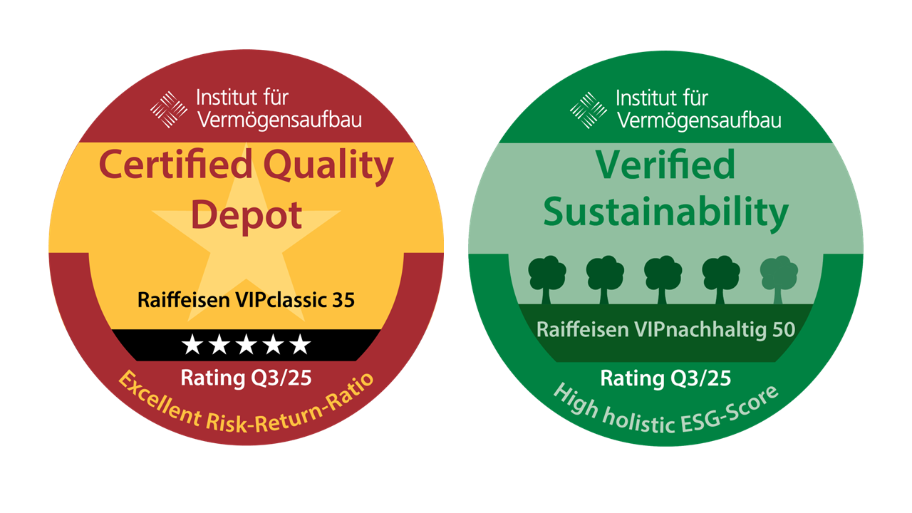 Two circular badges: one yellow for "Certified Quality Depot" and one green for "Verified Sustainability," both with ratings and descriptions.
