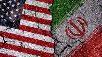 USA-Iran Flagge