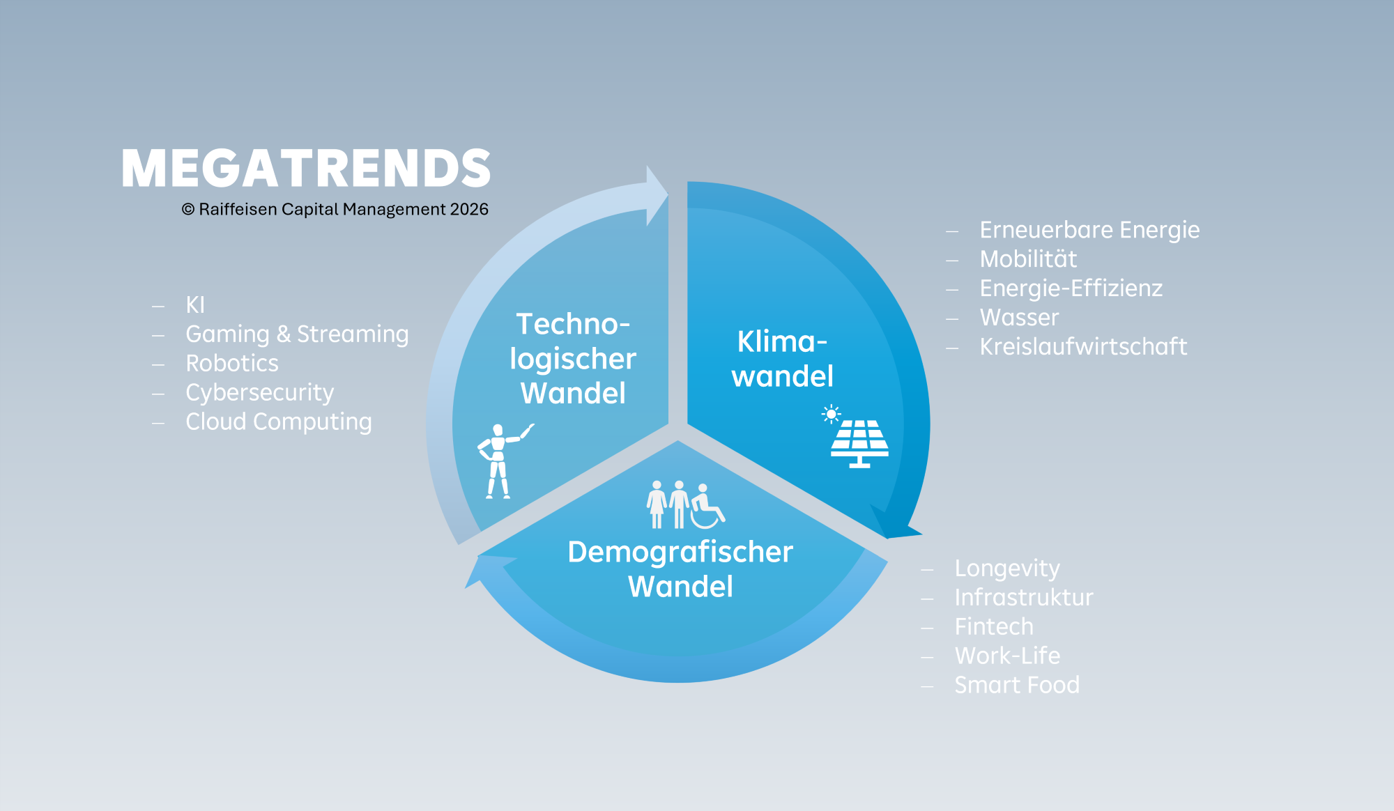 Die drei wichtigsten Megatrends-Bereiche