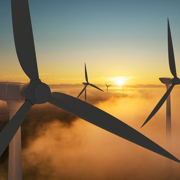 Wind turbines in the evening sun