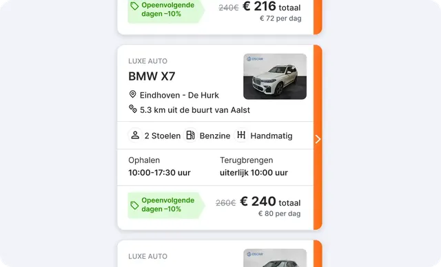 Vehicle rental card