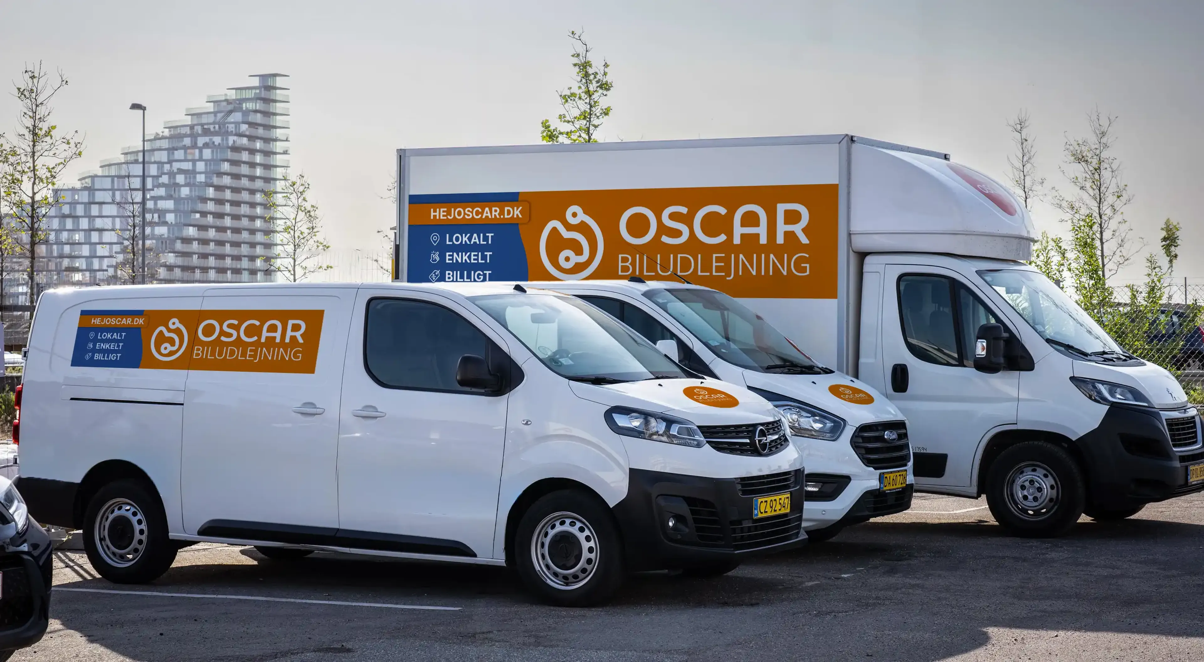 3 vans of a different size each
