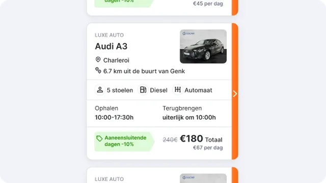 Vehicle rental card