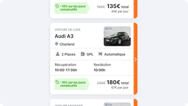 Vehicle rental card