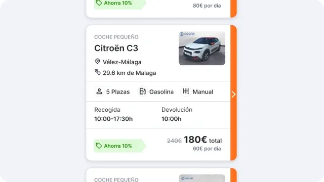 Vehicle rental card