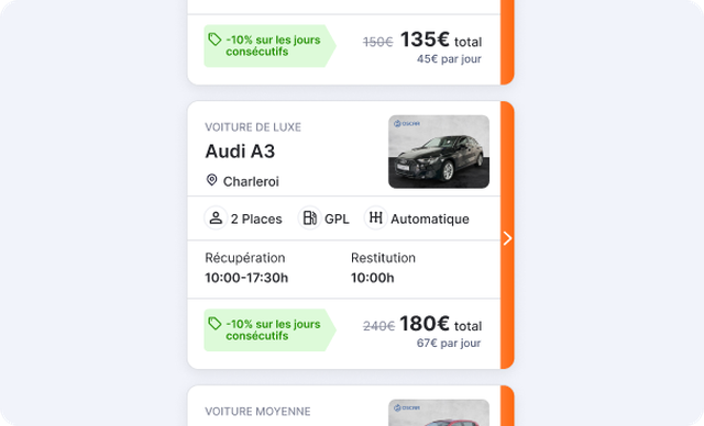 Vehicle rental card