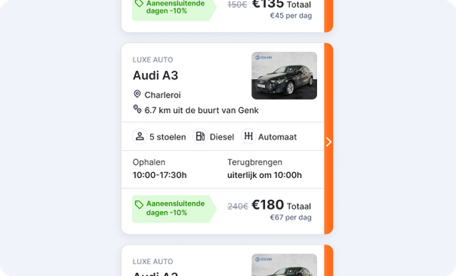 Vehicle rental card