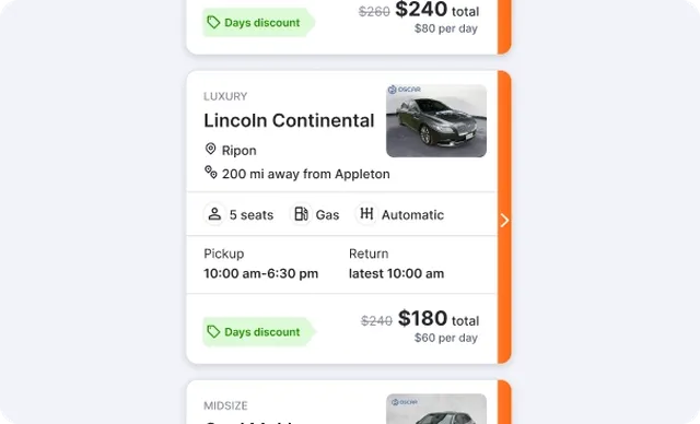 Vehicle rental card