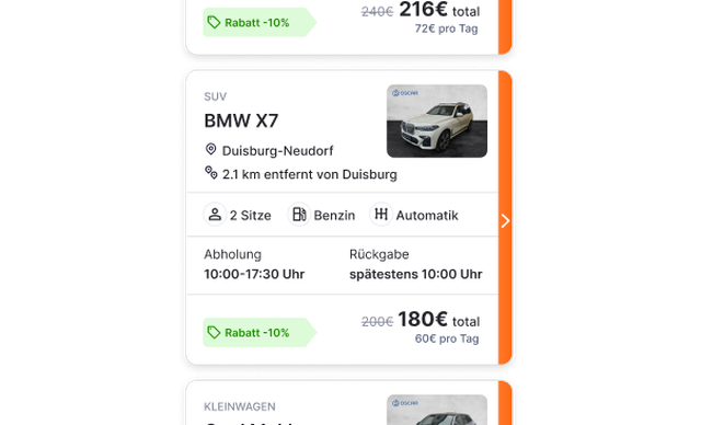 Vehicle rental card