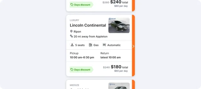 Vehicle rental card