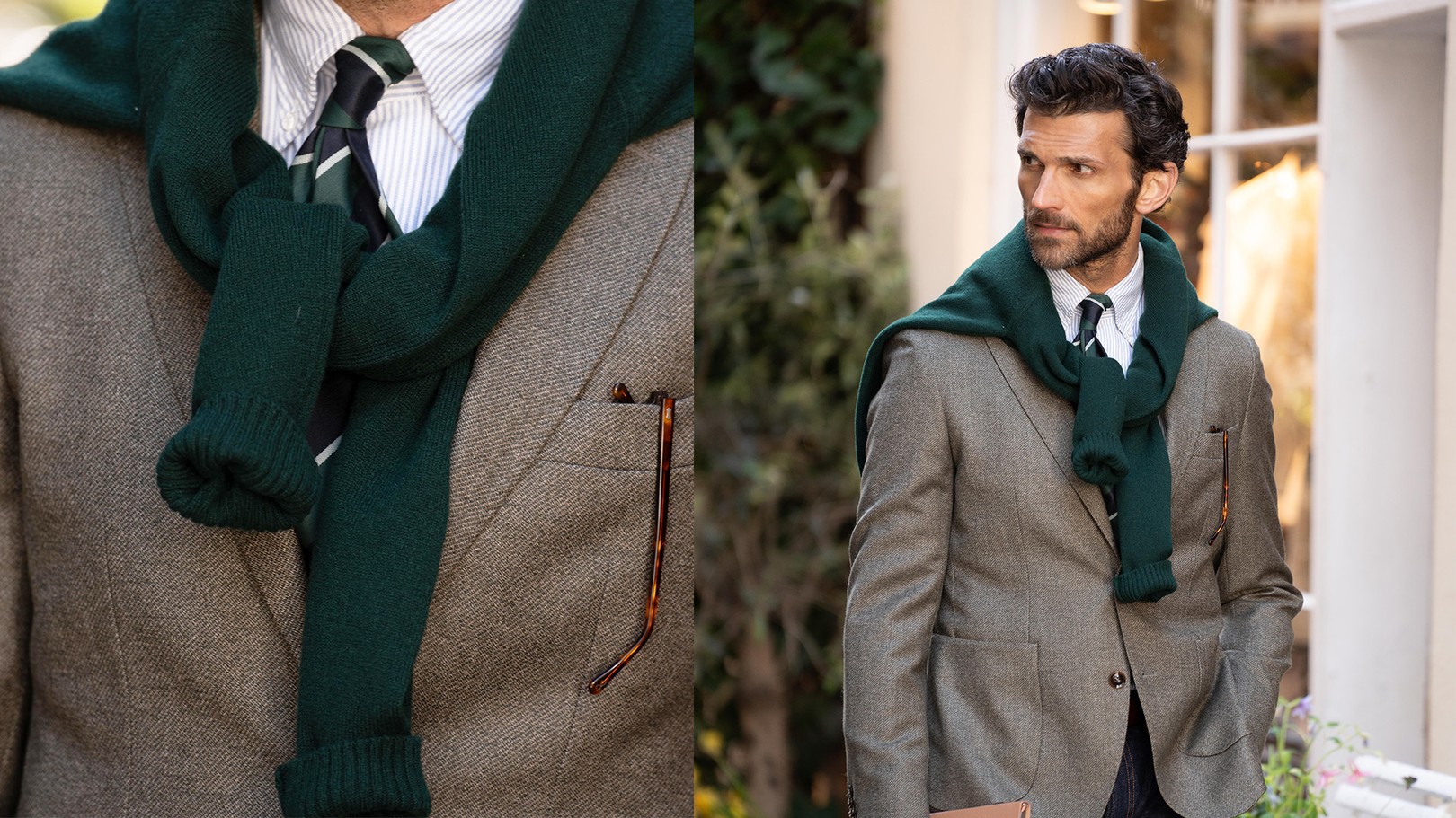 AW26 green jacket closeup