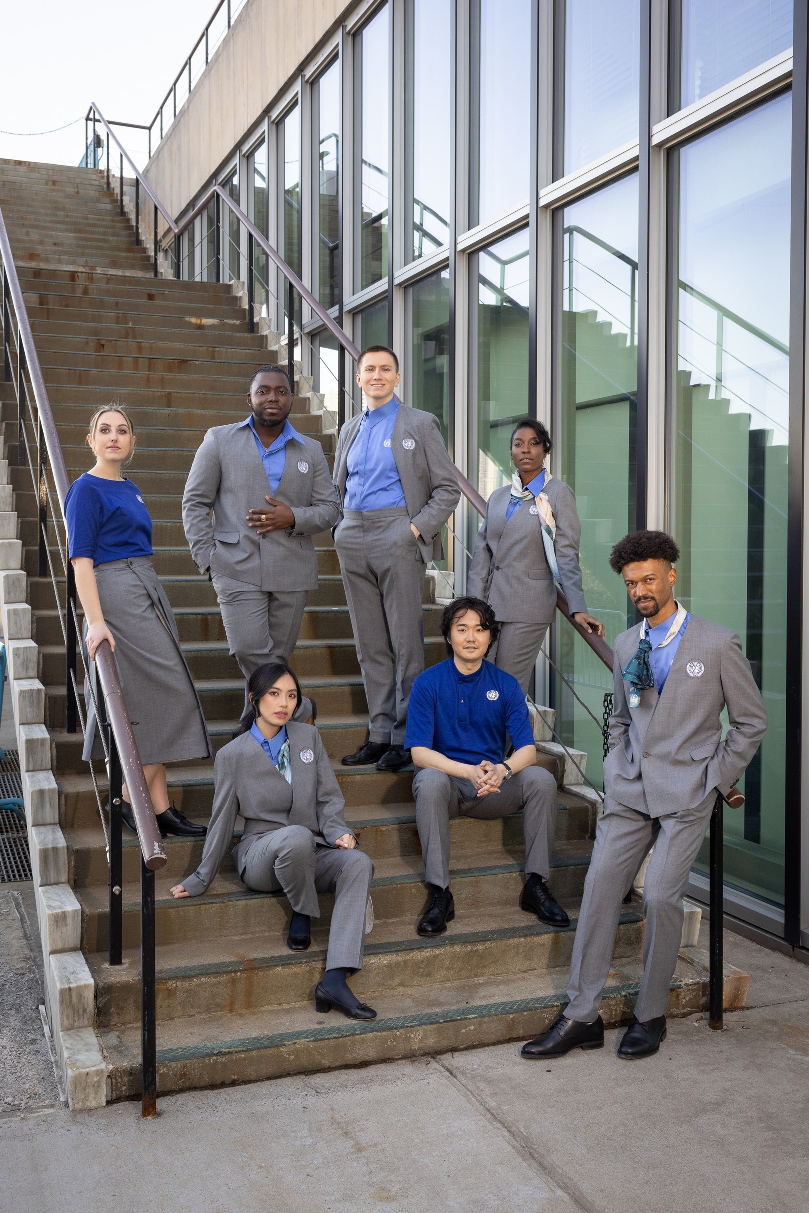 New UN Tour Guide Collection on stairs