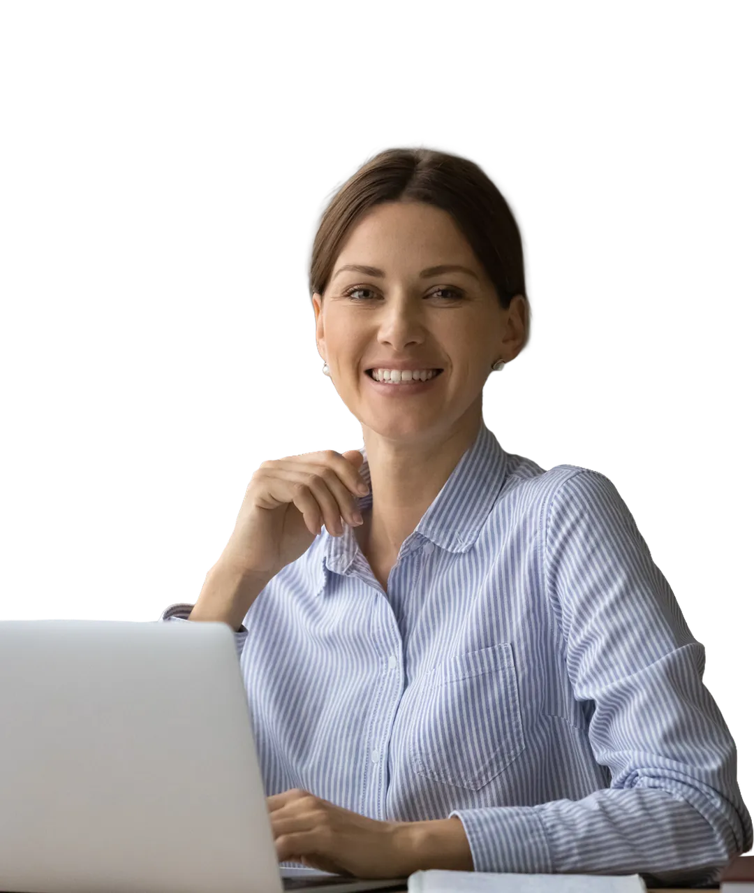 smiling person in business outfit