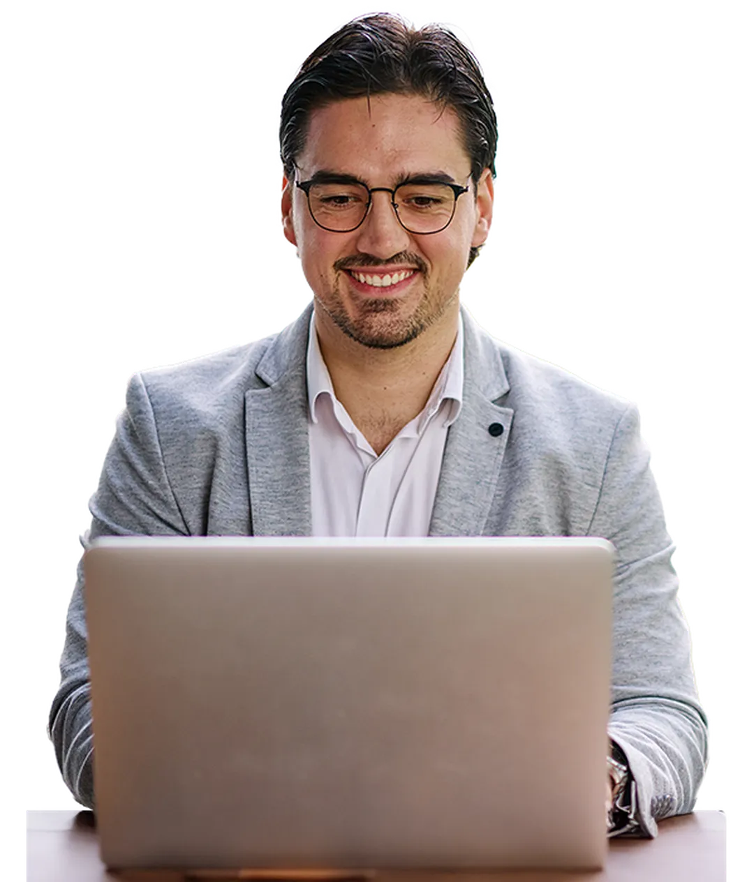 smiling person in business outfit