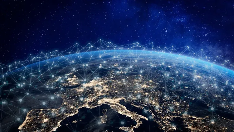 Globe with glowing network