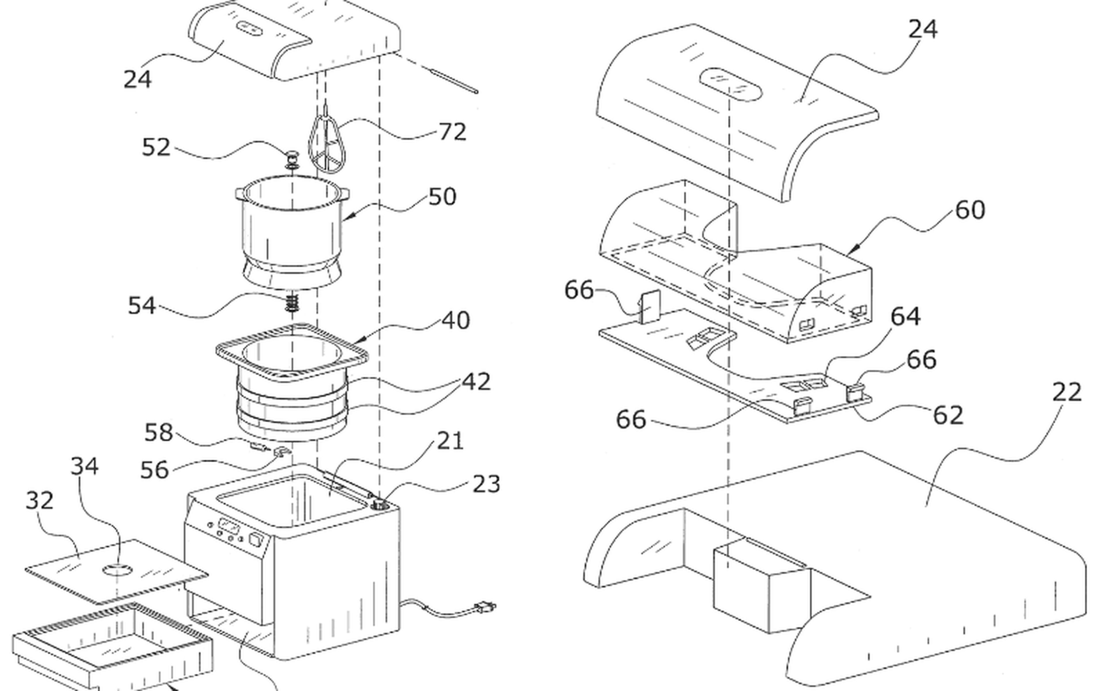 This electric system promises a quick side dish or fluffy topping for your Thanksgiving feast, but its heritage stretches way back. William Allan Jackson, for one, was granted patent No. 1,023,317 on April 16, 1912, for an "implement for mashing potatoes, &c." Rudimentary as it might have been, it became a cornerstone product for the A&J Manufacturing Company. (Image source: Google Patents)
