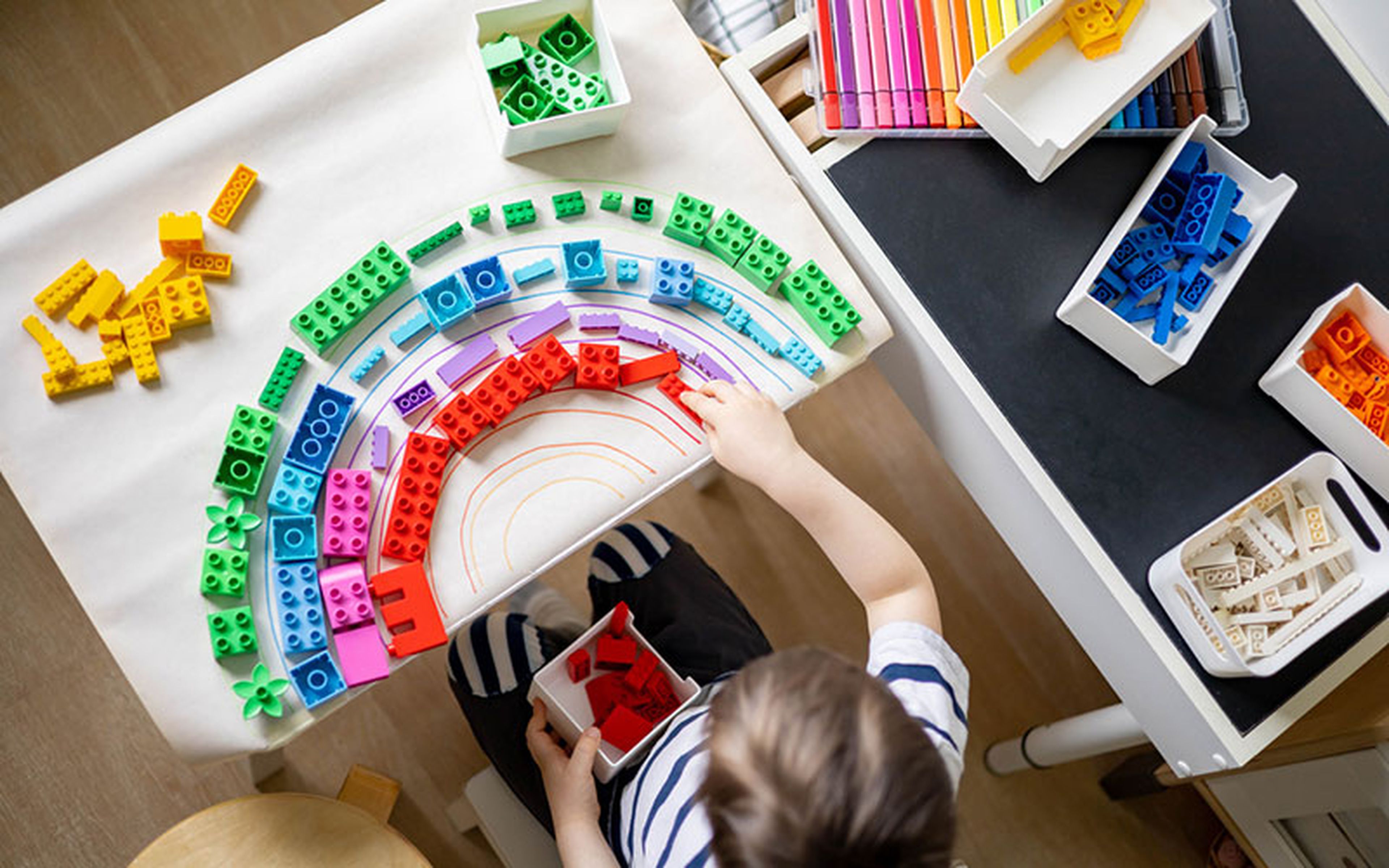 The much larger design of DUPLO blocks opens up play opportunities to younger children, whose motor skills are less developed while removing the choking hazard presented by small pieces. (Image source: iStock. Credit: Kostikova)