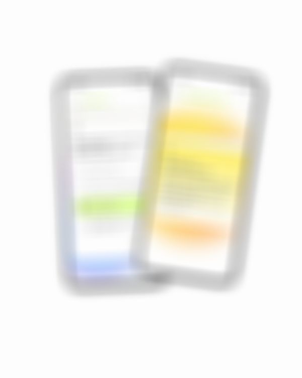 Two smartphones displaying a survey and appreciation challenge screens, with questions about work beneficiaries and giving compliments.