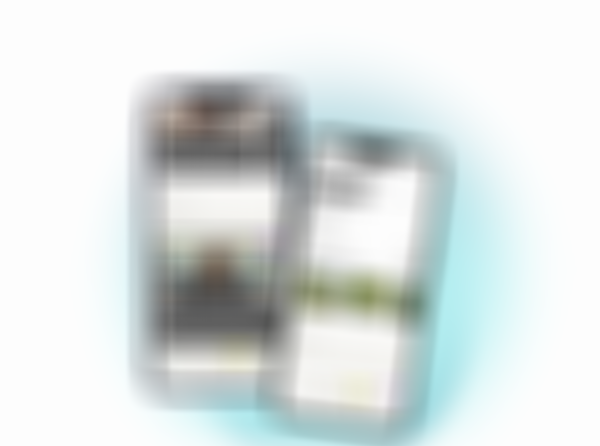 Two smartphones displaying a blog and podcast app interface, featuring articles and categories on psychology and personal development.