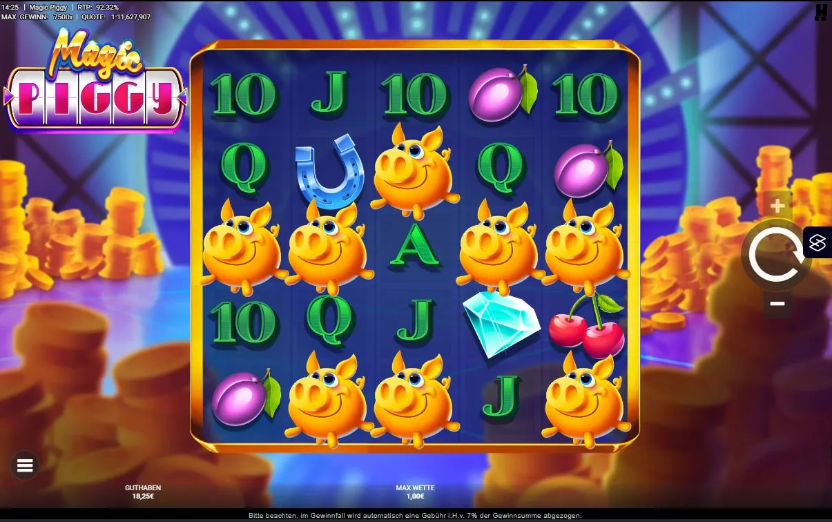 Magic Piggy Slot Gameplay mit Schwein-Symbolen, Wilds und Gewinnkombinationen