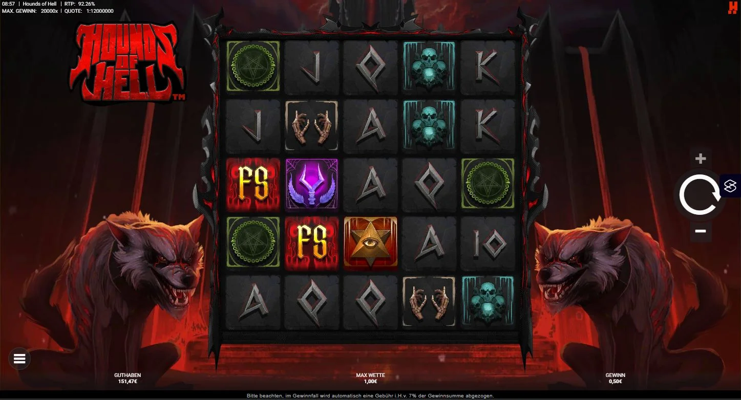 Hounds of Hell Slot Gameplay mit Höllenhunden, Symbolen und Freispiele Feature