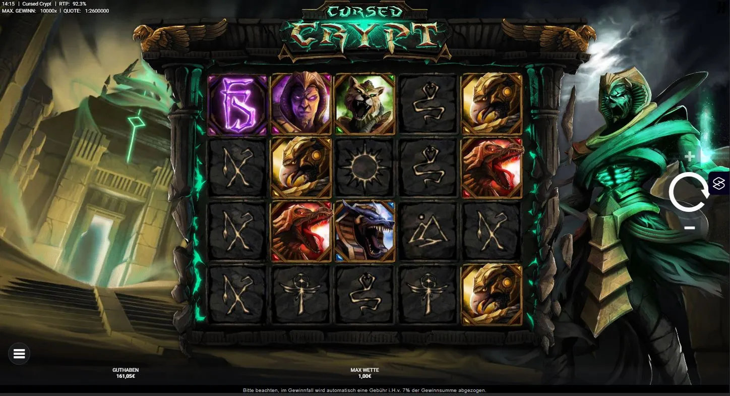 Cursed Crypt Slot Gameplay mit Kreaturen, Symbolen und Gewinnanzeige