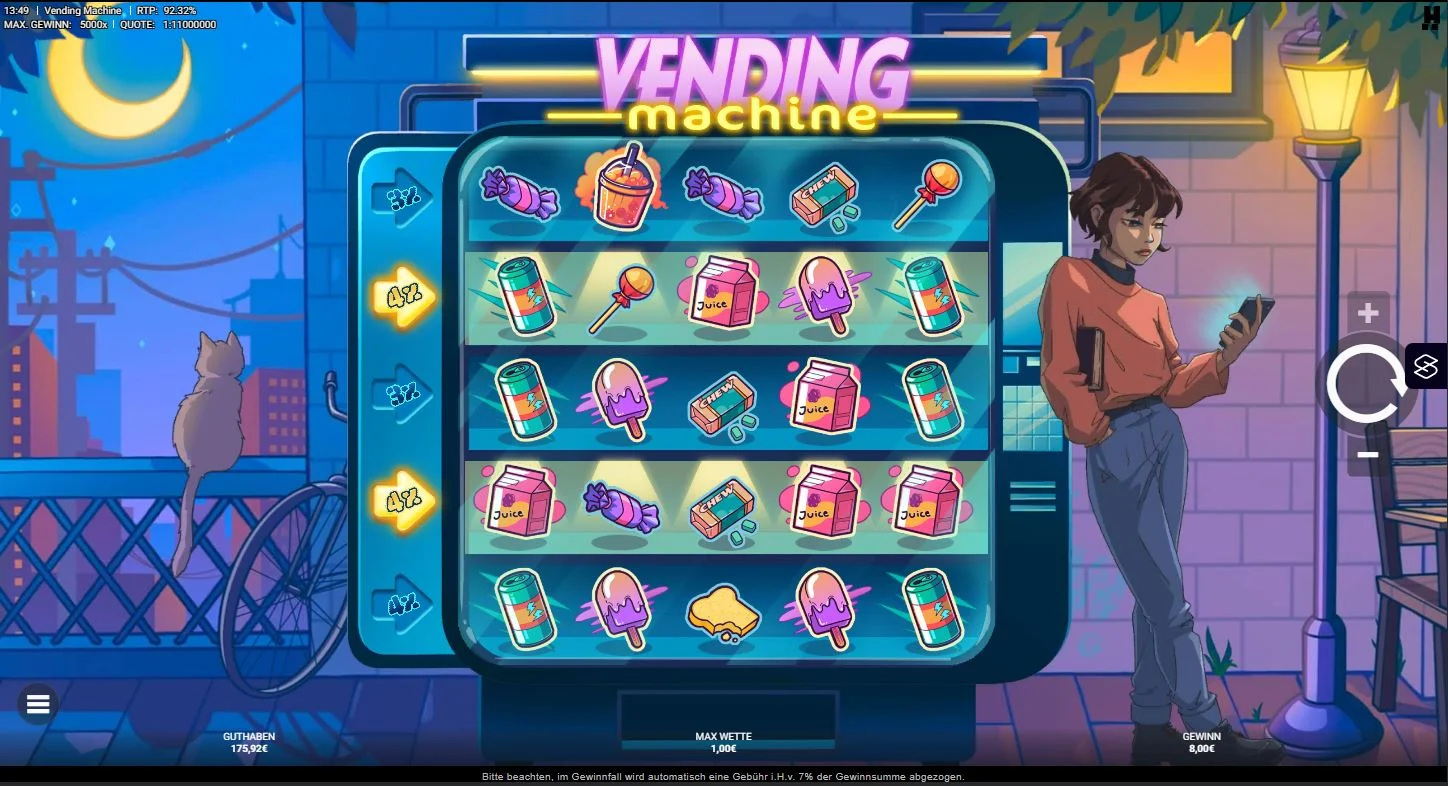 Vending Machine Gameplay mit Automaten, Symbolen und Gewinnanzeige