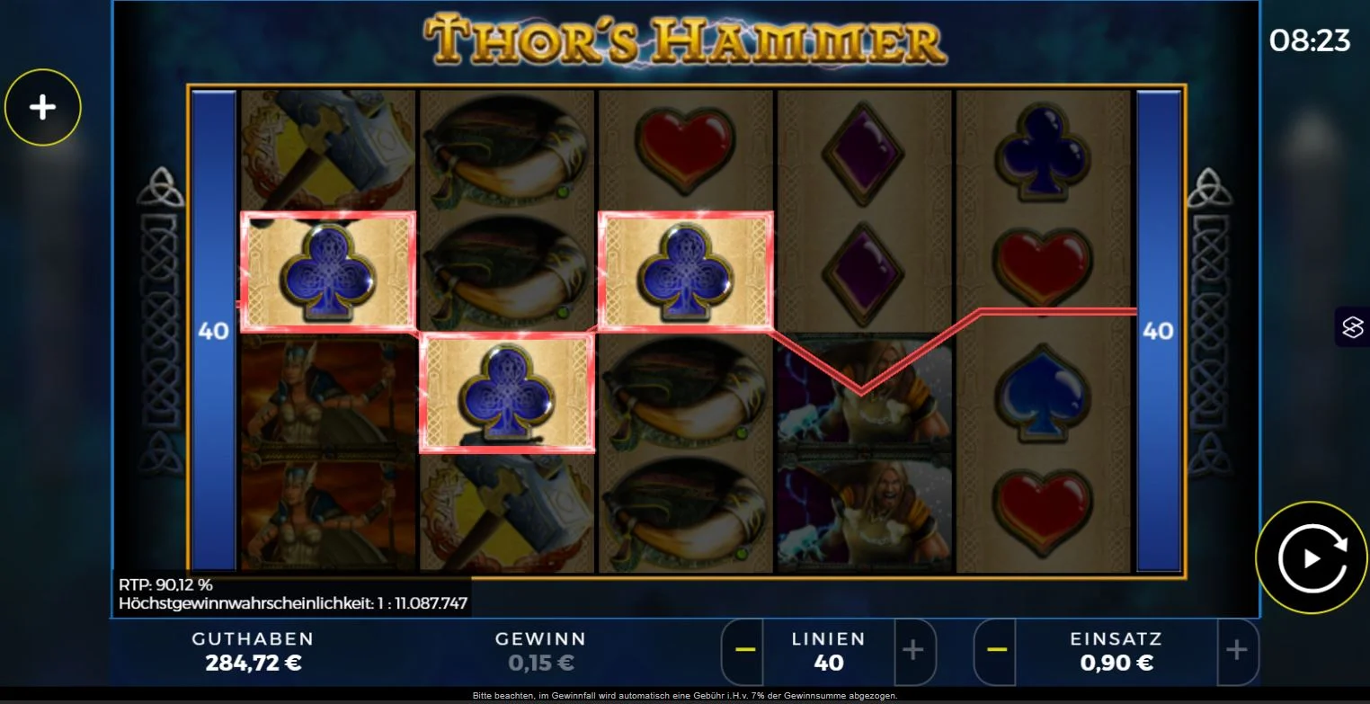 Thor’s Hammer Ingame mit 40 Gewinnlinien, nordischem Design und aktiver Gewinnlinie