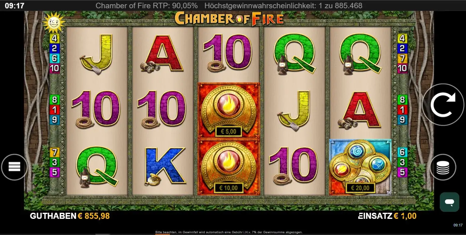 Slotspiel Chamber of Fire mit spannenden Symbolen und Gewinnmöglichkeiten