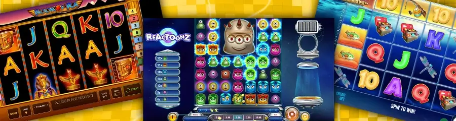 Verschiedene Slotspiele wie Book of Ra, Reactoonz und moderne Video-Slots