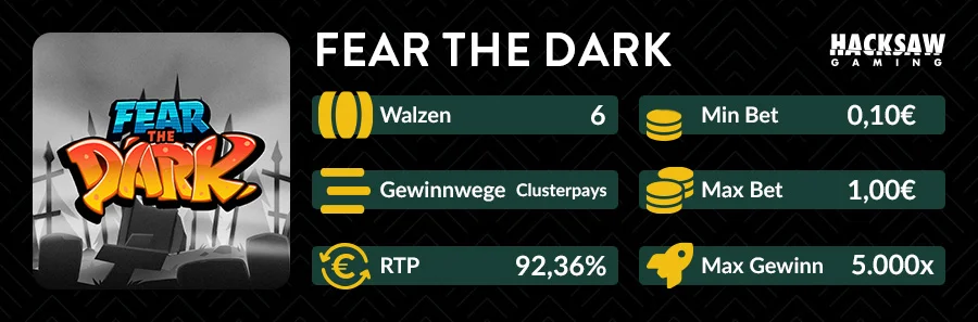 Fear the Dark Slot Übersicht mit 6 Walzen, Cluster Pays und 5.000x Gewinn