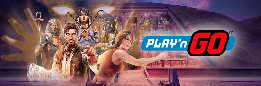 Playn GO Dead Series Banner mit ägyptischem Tempel und Slot Charakteren