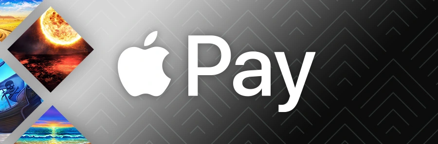 Apple Pay Logo auf schwarzem Hintergrund als Symbol für mobile Online Casino-Zahlungen