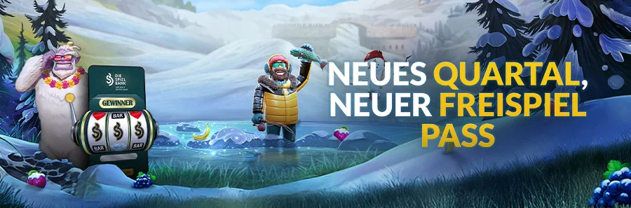 Casino Banner zum neuen Freispiel Pass mit Freispielen und exklusiven Bonusaktionen