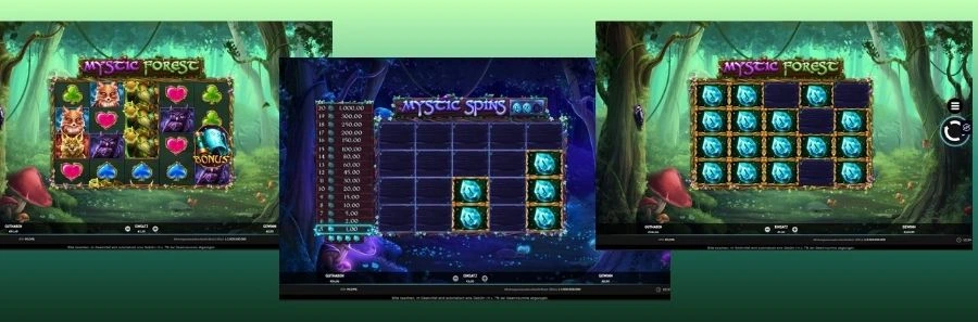 Gewinnszene aus dem Mystic Forest Slot während einer aktiven Bonusfunktion