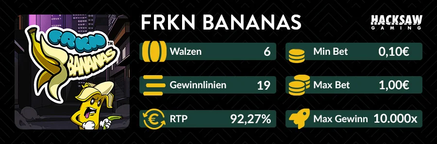 FRKN Bananas Slot Übersicht mit RTP 92,27% und 6 Walzen