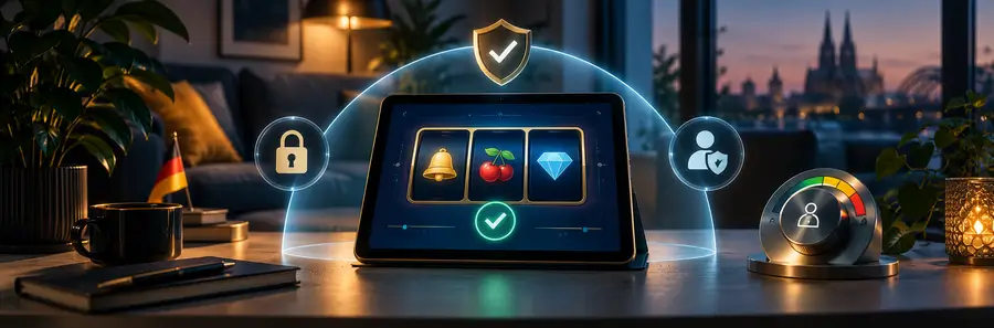 Darstellung eines geschützten und verantwortungsvollen Zugangs zu legalen Online-Slots.