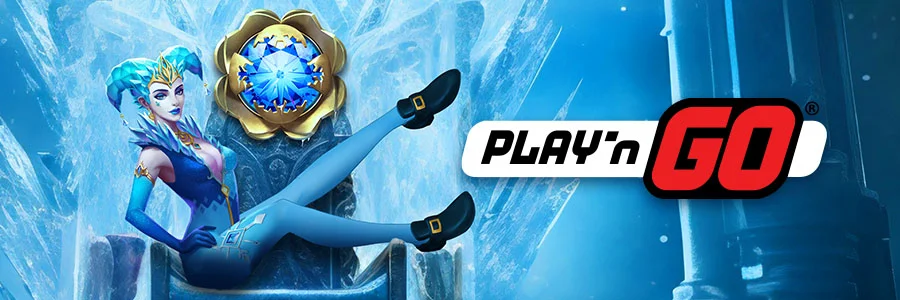 Bannerbild mit Ice-Queen-Figur und Play’n GO Logo vor gefrorenem Hintergrund