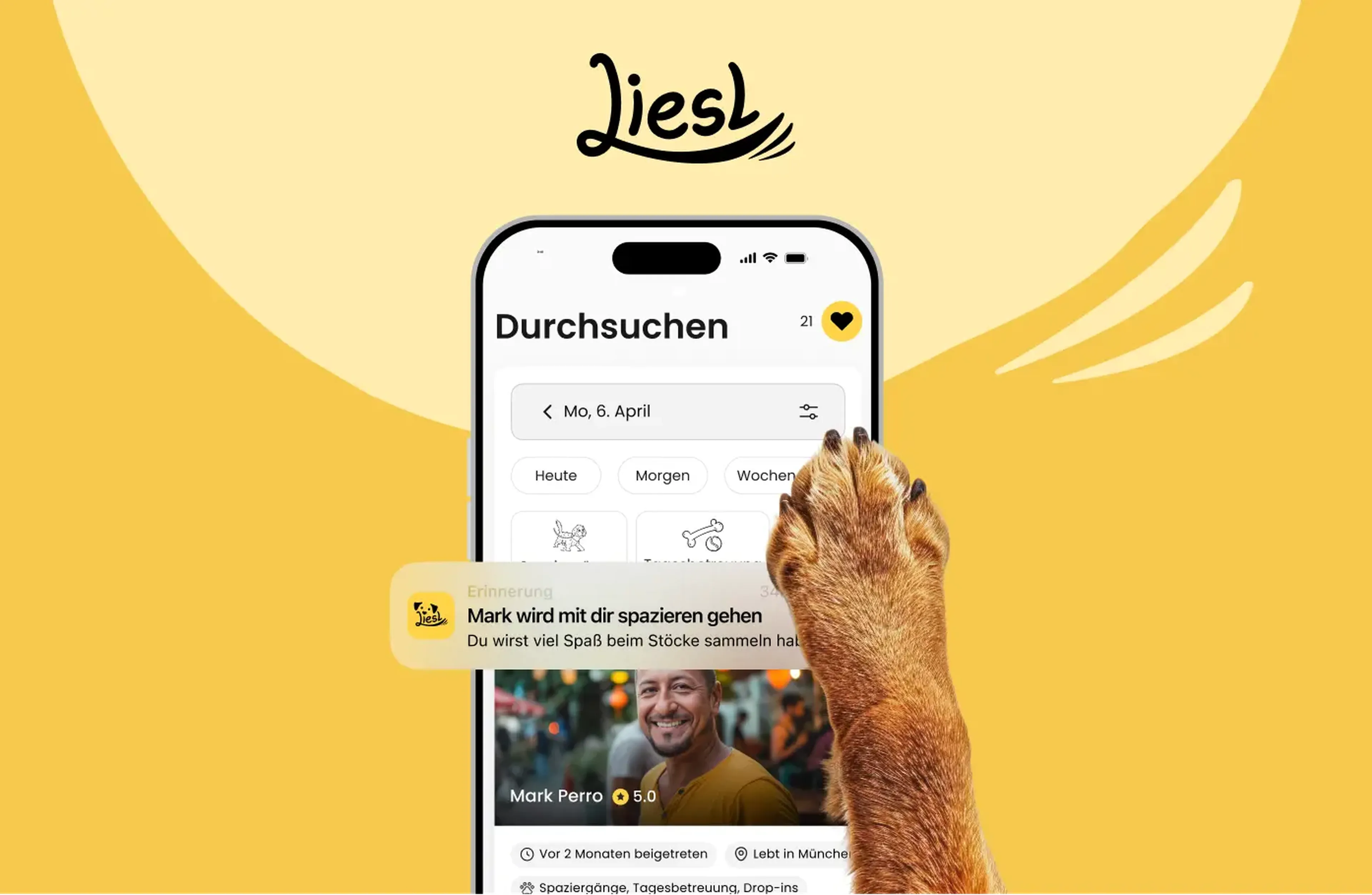 Liesl mobile app screen