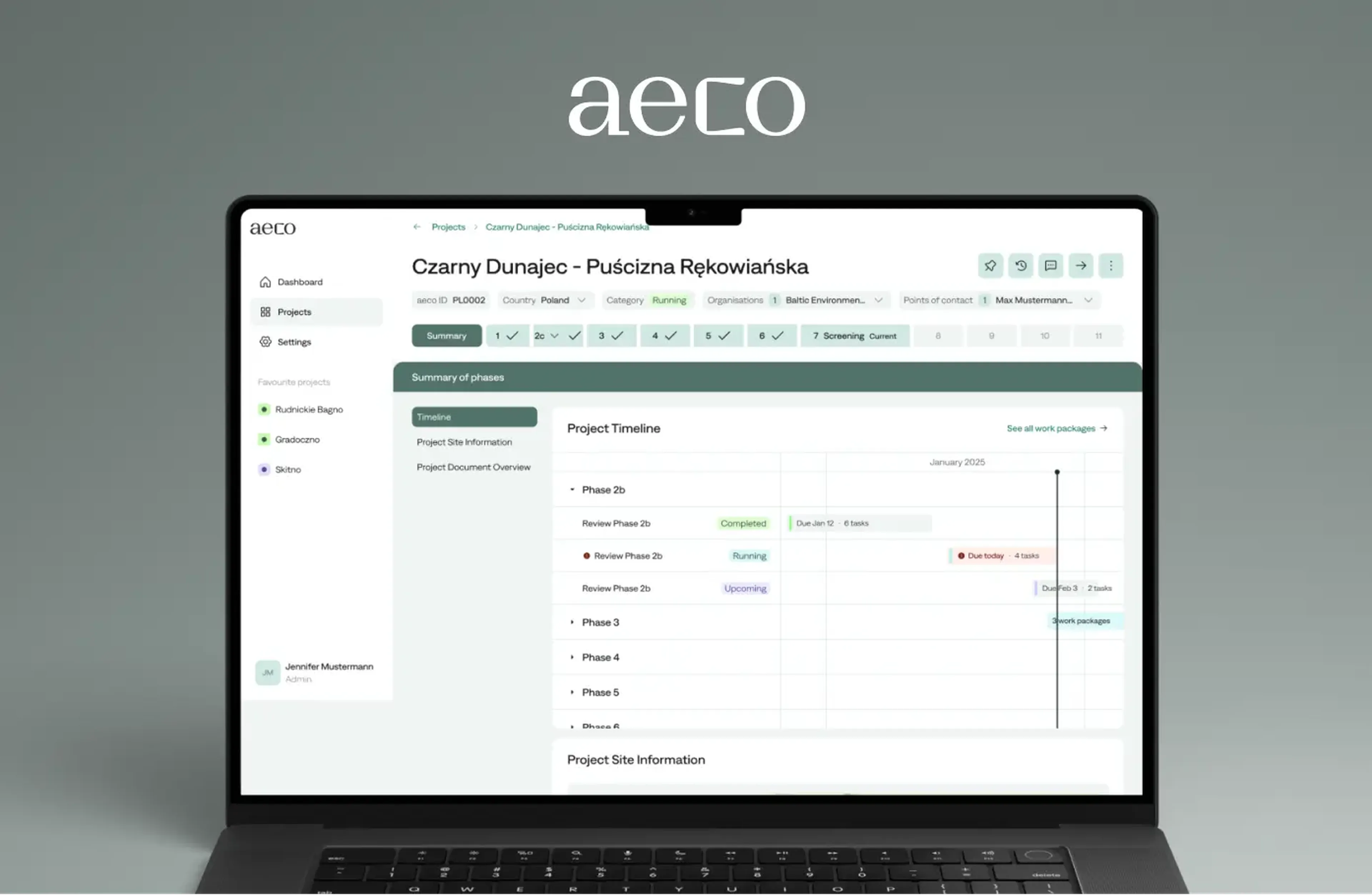 Desktop screen showing aeco app
