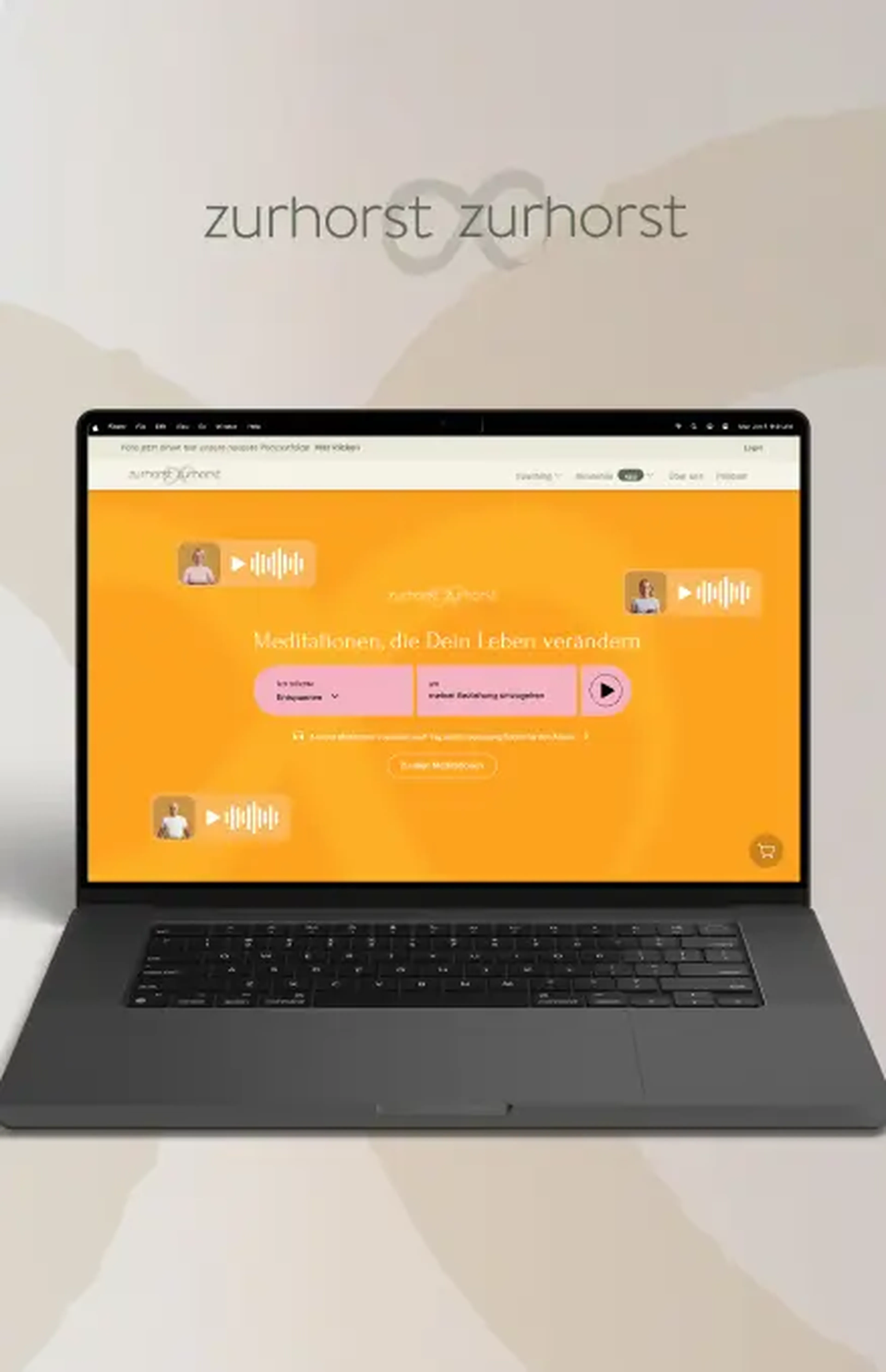 Screen from the Zurhorst Meditation Shop on laptop screen