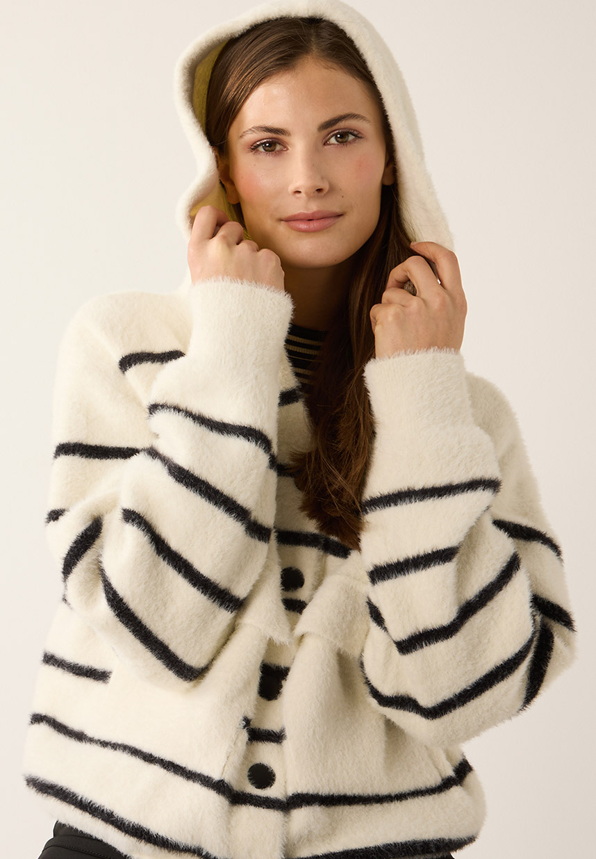 Jacke in schwarz weiß gestreift