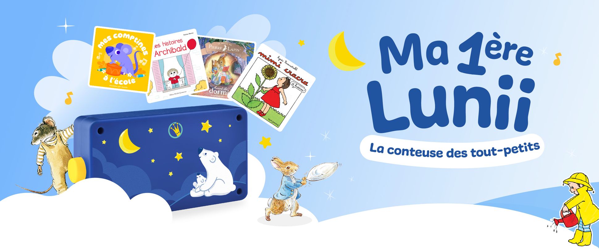 Avec ses sons joyeux et apaisants, Ma 1ère Lunii stimule le langage et favorise l’éveil musical de votre enfant.