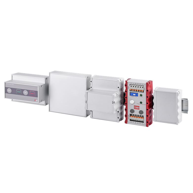 Alurail enclosures for snapping onto a DIN rail