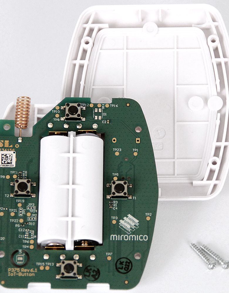 IoT button with electronics from the inside