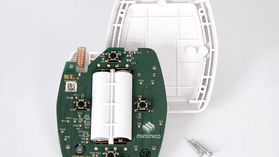 IoT button with electronics from the inside