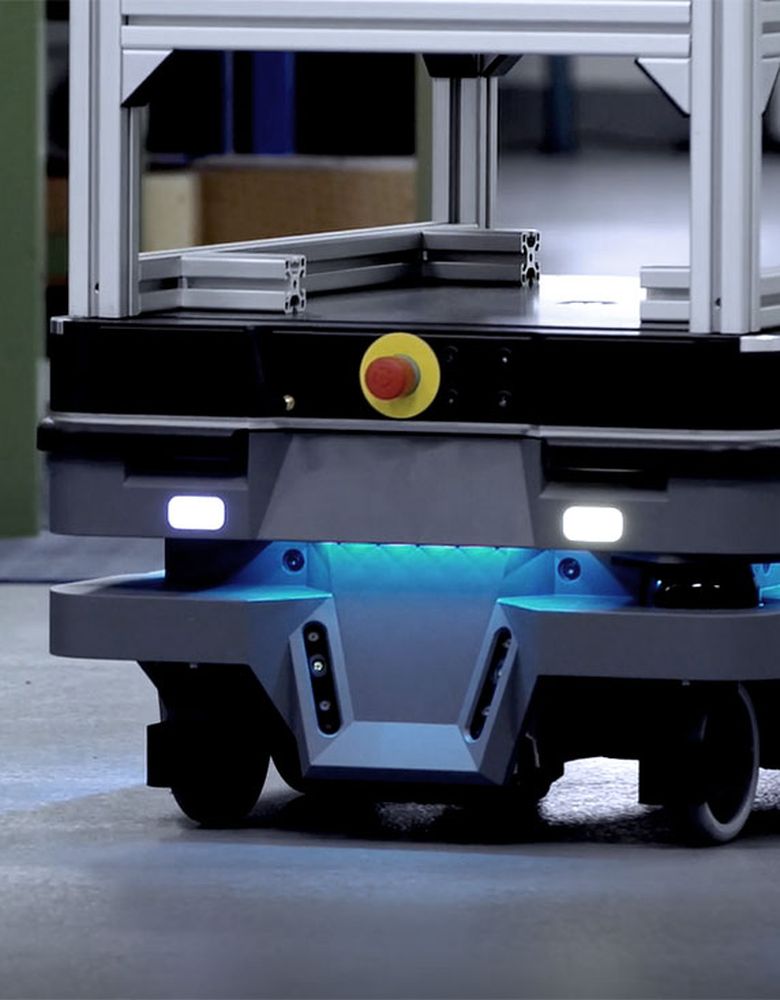AMR robot transports a rack
