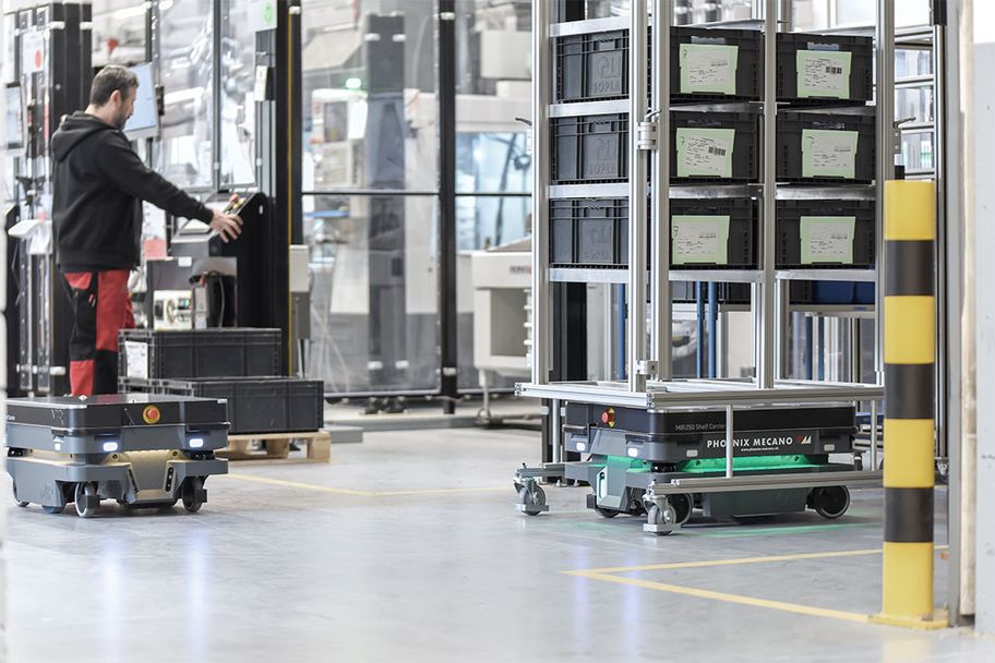 Material is transported by autonomous mobile robot