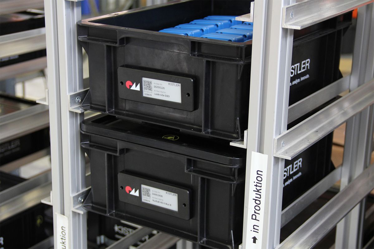 Electronic label for returnable packaging in a logistics box