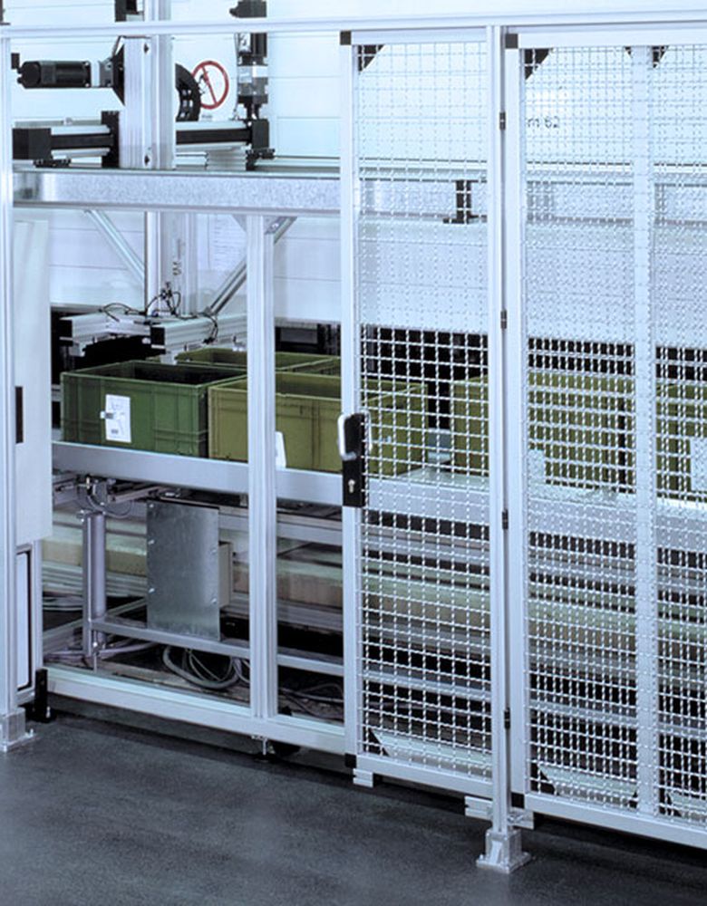 Protective grille system with sliding doors